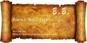 Barsi Bálint névjegykártya